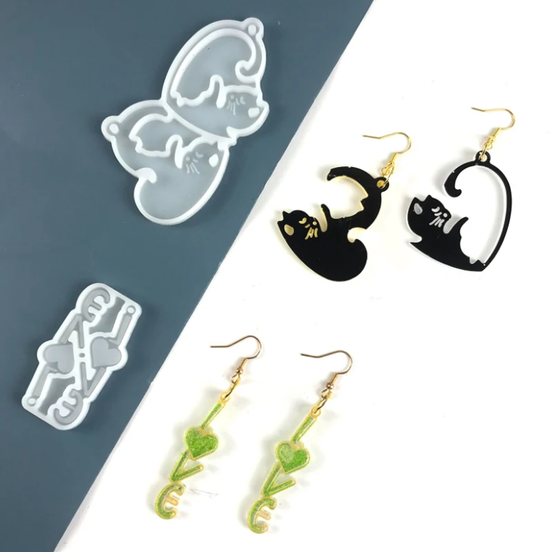 Top Trends: Valentine&#039;s Day LOVE / heart-shaped Cat Jewelry Earrings Resin Molds DIY Keychain Epoxy Resin Molds Silicon Molds For Resin Art Shoppable Styles