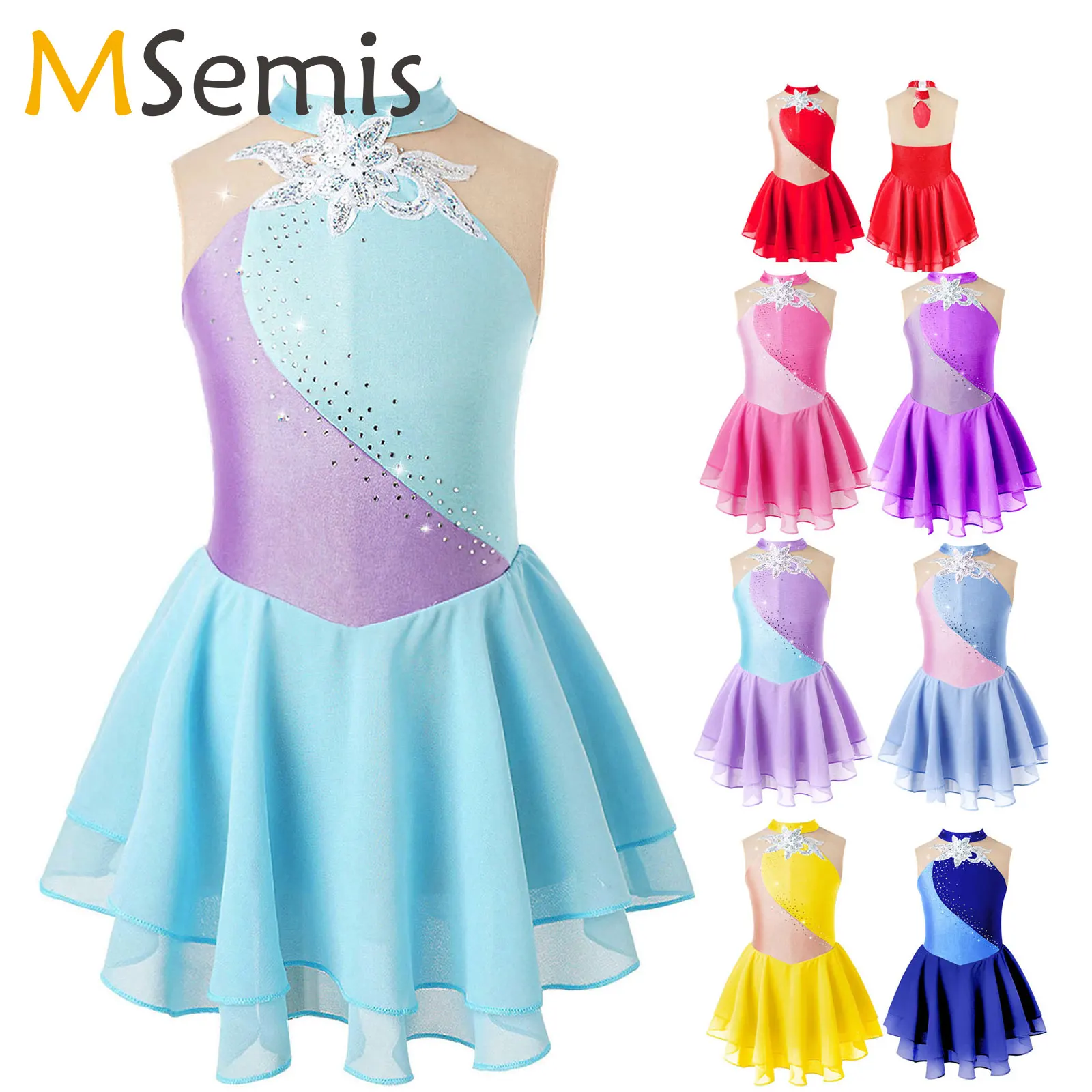 Top Trends: Kids Girls Sequined Rhinestones Ballet Dance Leoatards Figure Ice Skating Dress Gymnastics Leotard Tutu Skirt Dance Costume Shoppable Styles