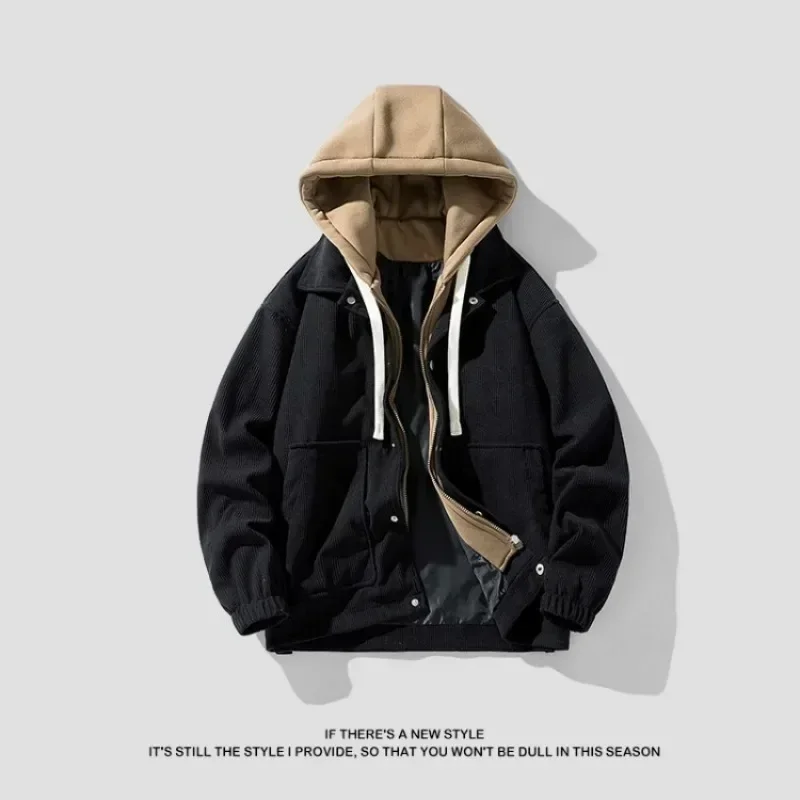 Top Trends: 2023 Autumn And Winter Men's Plush Hooded Coats Fake Two Piece Fashion Versatile Loose Jackets Coat For Street Wear Mens Jacket Shoppable Styles - Image 4