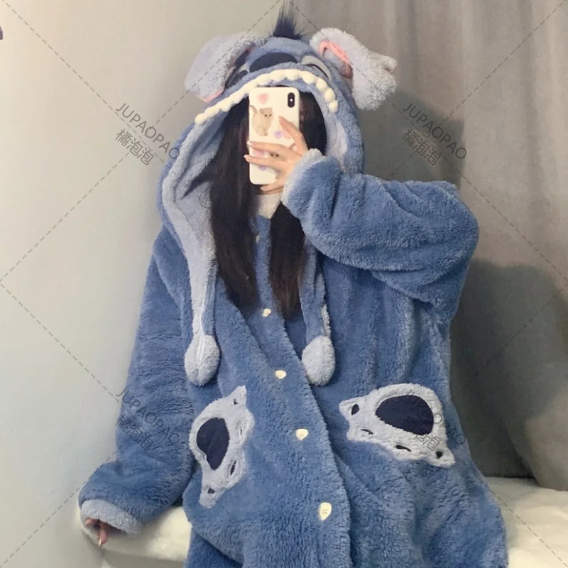 Top Trends: Autumn And Winter Coral Velvet Stitzer Cartoon Nightgown Female Jade Gui Dog Thickened Bathrobe Strawberry Bear Plush Nightgown Shoppable Styles