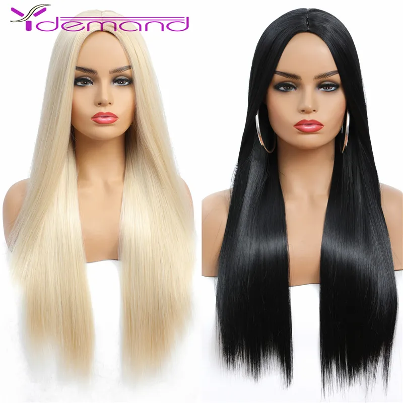 Top Trends: Y Demand Honey Blonde / Black Synthetic Wig Hair Long Straight Wig Like Brazilian Human Hair Wigs For Woman Shoppable Styles