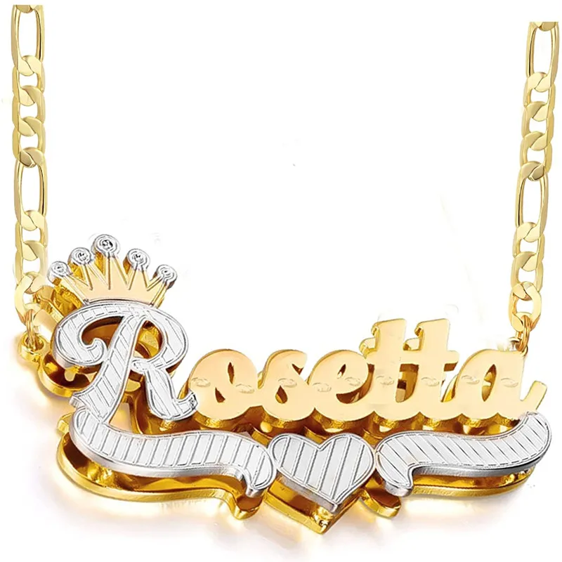 Top Trends: Custom 3D Nameplate Double Color Plated Necklaces For Women Customized Name Pendant Crown Stainless Steel Personalized Jewelry Shoppable Styles