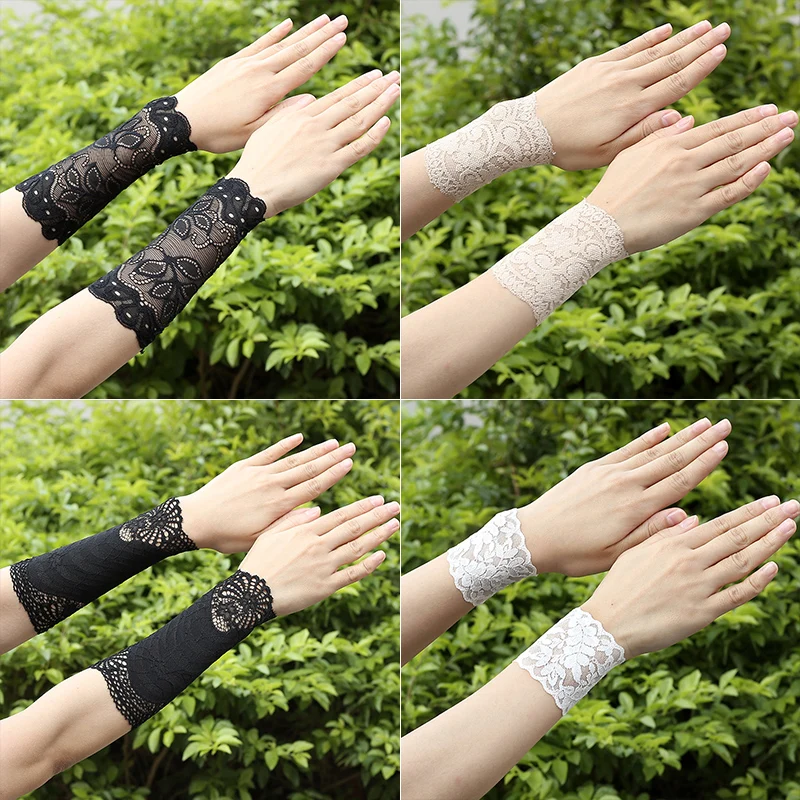 Top Trends: Lace Wristband Cover Scar Breathable Thin Fingerless Gloves Sexy Ladies Driving Sunscreen Gloves Mesh Dance Wrist Decoration Shoppable Styles