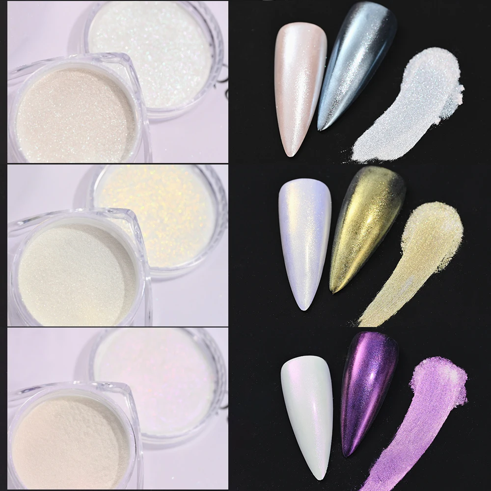 Top Trends: 1Jar Pearl Nail Mirror Powder Pigment Pearlescent Chrome Powder Ice Neon Mermaid Mirror Glitter Pearl Aurora Nail Pigment FT198 Shoppable Styles - Image 5