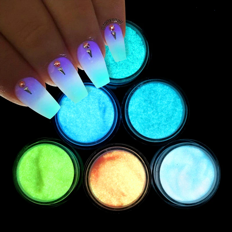 Top Trends: 10ml Glow In The Dark Powder Extension Nails Accessories Fluorescent Dipping Pigment Nail Art Glitter UV Luminous Acrylic Powder Shoppable Styles