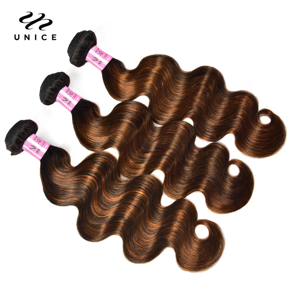 Top Trends: Unice Caramel Highlight Human Hair Straight Bundles 3pcs Brazilian Hair Body Wave Bundles 100% Human Hair Extension 8-30inches Shoppable Styles - Image 6