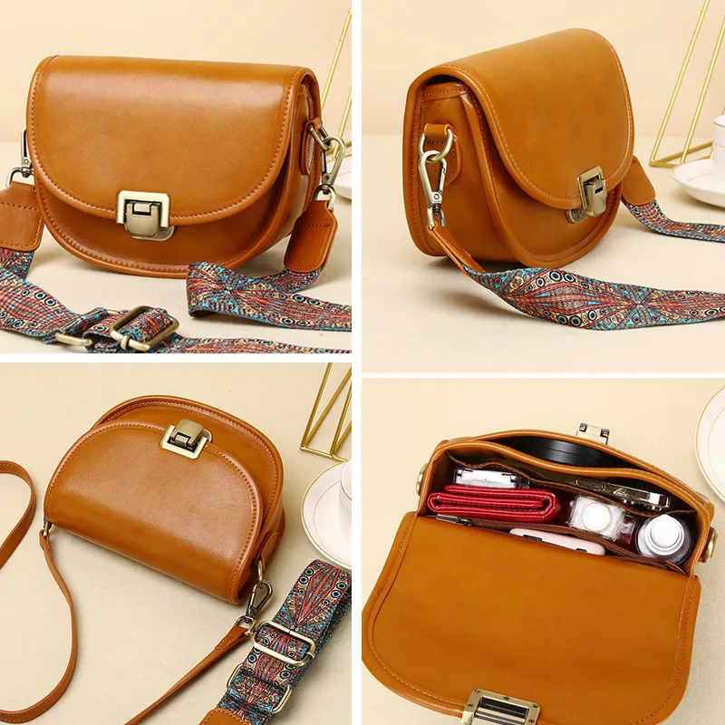 Top Trends: 2023 New Style Real Leather Women's Bag Vegetable Tanned Genuine Cow Leather Single Shoulder Messenger Bag Lady Popular Purse Shoppable Styles - Image 3