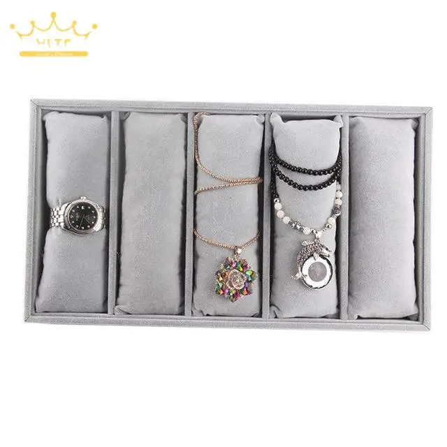 Top Trends: Bracelet Watch Display Tray Jewelry Holder Grey Velvet Tray Jewelry Pillow Display Prop Watches Bangle Ring Showcase Tray Plate Shoppable Styles - Image 2