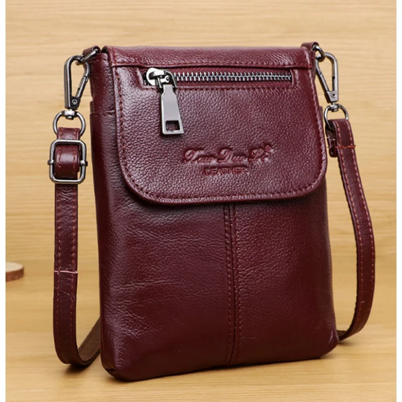 Top Trends: Luxury Genuine Leather Women Mini Shoulder Messenger Bag Female Vintage Cowhide Crossbody Bag Ladies Casual Small Phone Bag Shoppable Styles