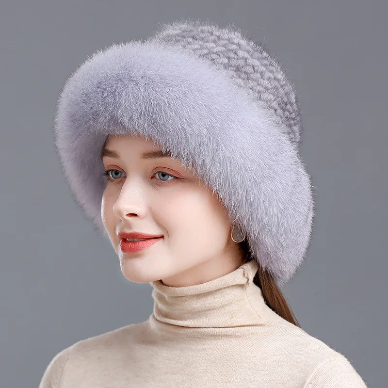 Top Trends: New Genuine Real Natural Knitted Mink Fur Hat Cap Luxury Women Handmade Knit Fashion Winter Headwear Warm Real Fox Fur Beanies Shoppable Styles - Image 4