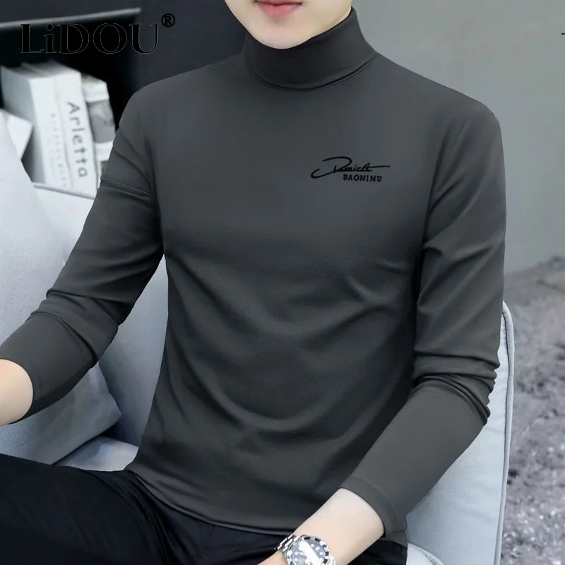 Top Trends: 2023 New Autumn Spring Business Casual Hipster Pullovers Sweater Fashion Grace Elegant Vintage Turtlenecks Solid Color Top Men Shoppable Styles