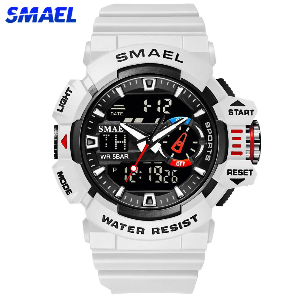 Top Trends: SMAEL Military Watches Men Sport Watch Waterproof Wristwatch Stopwatch Alarm LED Light Digital Watches Men's Big Dial Clock 8043 Shoppable Styles