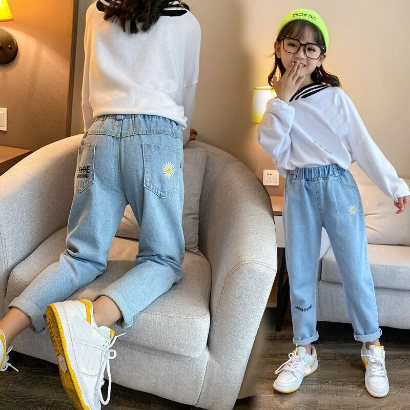 Top Trends: Summer Teen Girls Jeans Blue High Waist Slim Denim Pants For Girls Kids Trousers Casual Children Clothes For 8 10 12 Years Shoppable Styles - Image 5