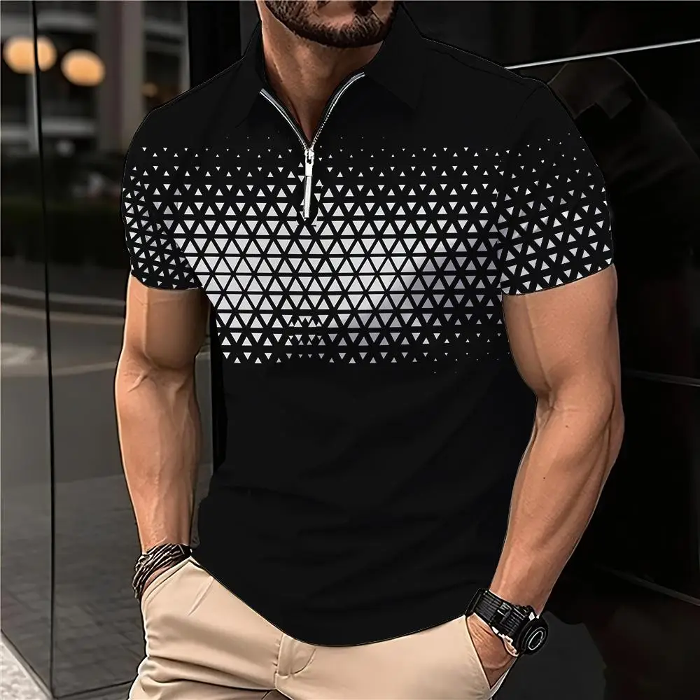 Top Trends: New Summer T Shirts For Men 2023 Short Sleeve Turn-down Collar Letter Printing Button Striped Polo Tees Fashion Pullover Tops Shoppable Styles