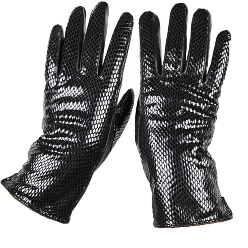 Top Trends: New Snake Print Leather Sheepskin Gloves Women&#039;s Fashion High Gloss Velvet Lining Autumn And Winter Warm Driving Gloves Shoppable Styles