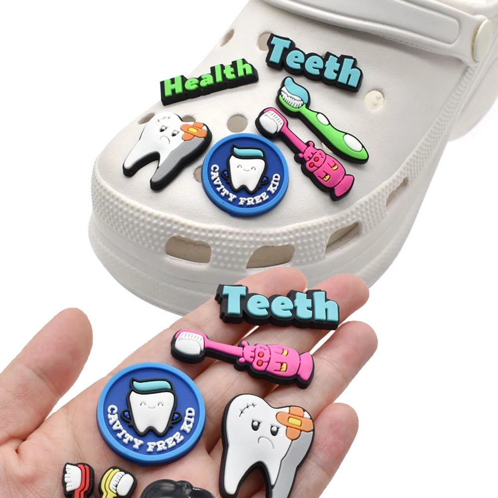 Top Trends: Wholesale 1pcs PVC Shoe Accessories For Crocs Charms Dentistry Teeth Badge Women Clogs Buckle Kids Pins Decoration Jeans Shoppable Styles