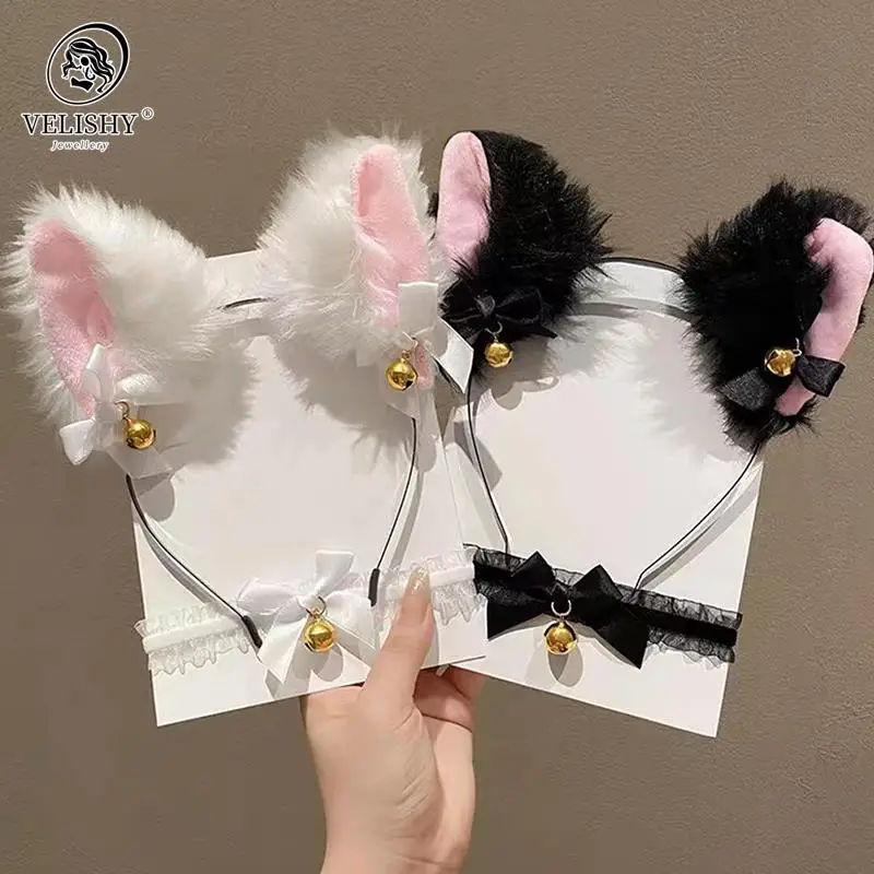 Top Trends: Beautiful Masquerade Halloween Cat Ears Headwear Cosplay Cat Ear Anime Party Costume Bell Headwear Headband Hair Accessories Shoppable Styles