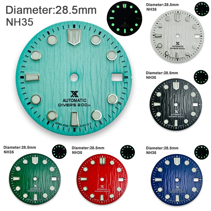 Top Trends: 28.5mm S Logo Ocean Glacier Dial Suitable For NH35 Automatic Movement Green Luminous Watch Modification Accessories Shoppable Styles