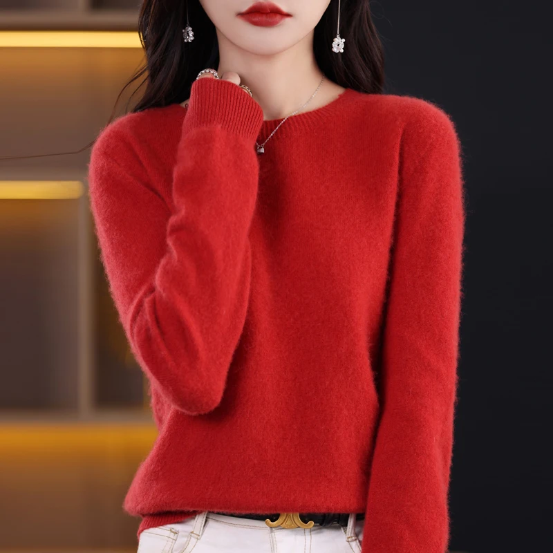 Top Trends: 2023 Spring And Autumn New Sweater Women's Crew Neck Long Sleeve Solid Color Loose Temperament Casual Knit 100% Pure Wool Top Shoppable Styles - Image 6