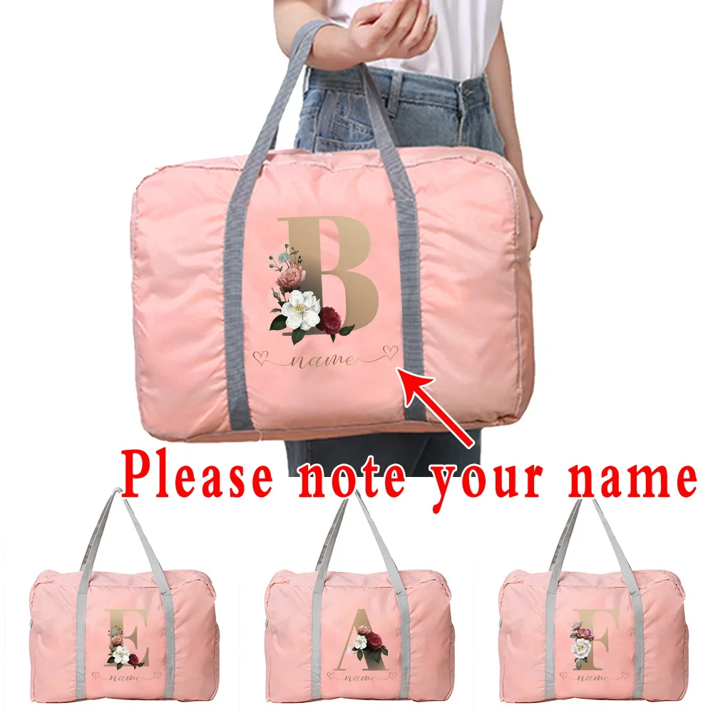 Top Trends: Customize Any Name Travel Bag Women Handbag Luggage Foldable Gadget Organizer Large Capacity Letter Pink Tote Travel Accessories Shoppable Styles