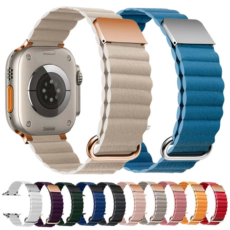 Top Trends: Magnetic Strap For Apple Watch Ultra Band 49mm 44mm 40mm 41mm 45mm 38mm Leather Bracelet Iwatch Series 8 7 SE 6 5 4 Accessories Shoppable Styles