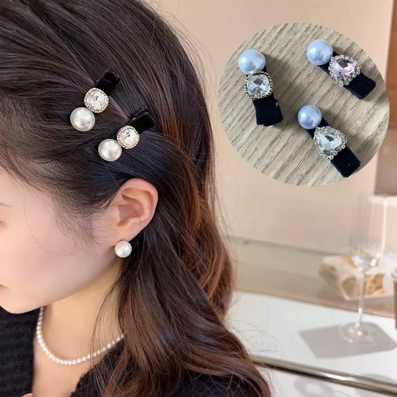 Top Trends: 2pc Korean Velvet Elegant Pearl Hairpin Hair Claw Clips Grips For Girls Women Child Hair Party Washface Accessories Headband Shoppable Styles