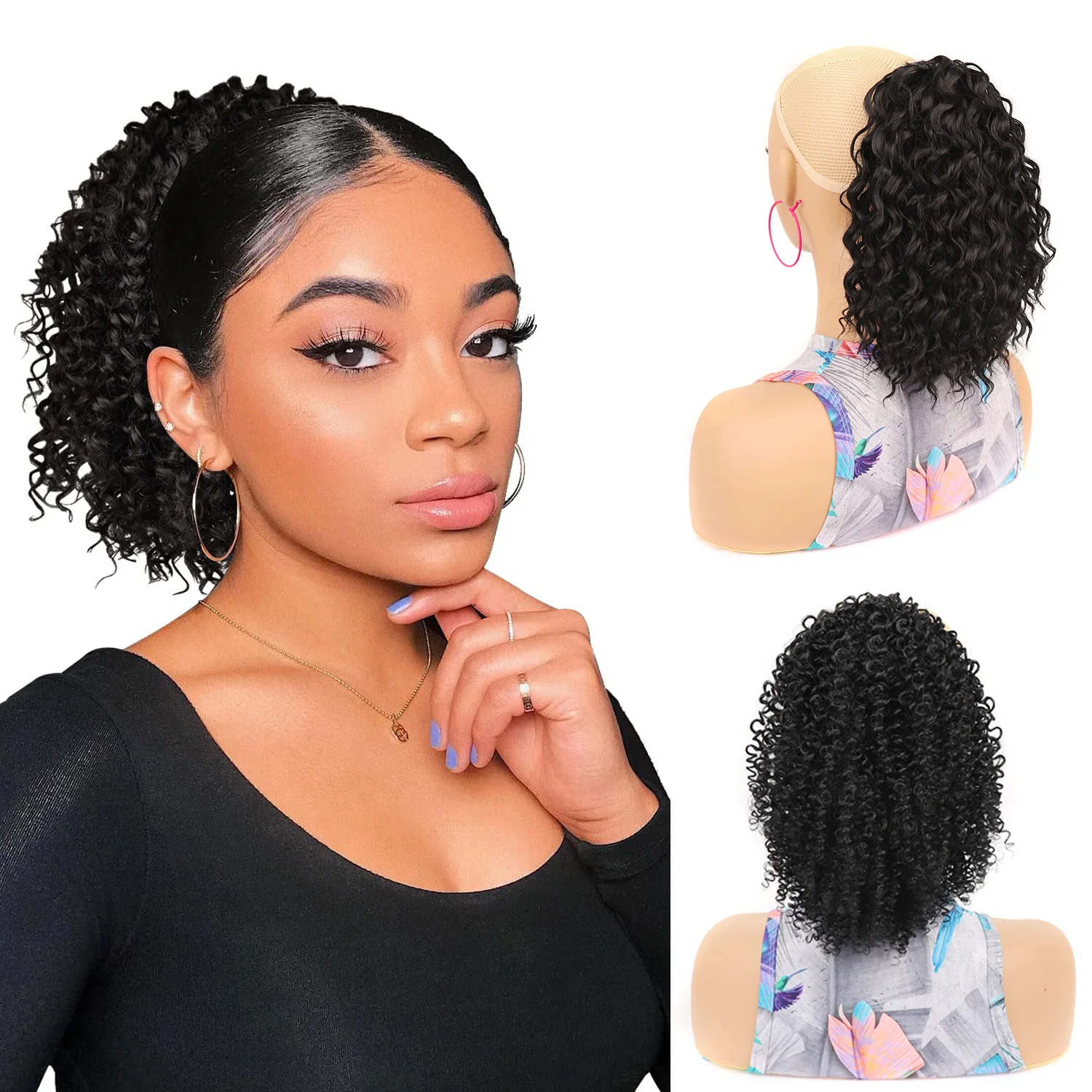 Top Trends: Drawstring Ponytail Afro Kinky Curly Ponytail For Black Women 10Inch Synthetic Hairpieces Clip In Jerry Curls Ponytail Extension Shoppable Styles