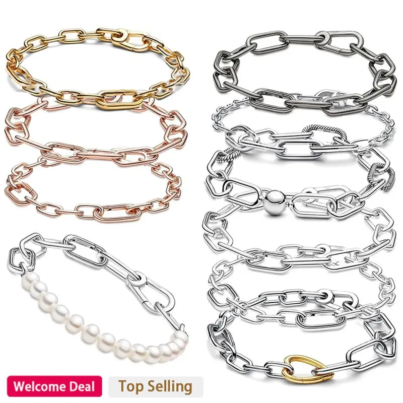 Top Trends: 2023 Popular For Original Charm Two Color Love Pearl Logo ME Chain Bracelet Fashion Light Luxury DIY Charm Jewelry Gift Shoppable Styles