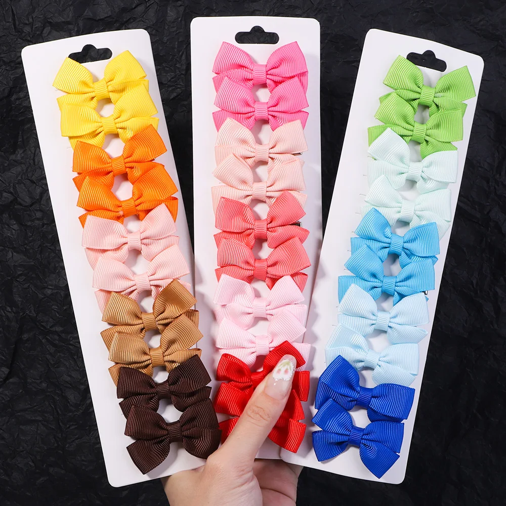 Top Trends: 10Pcs / lot Hair Bows Hair Clip For Baby Girls Handmade Hairpin Boutique Barrettes Headwear Kids Hair Accessories Wholesale Shoppable Styles