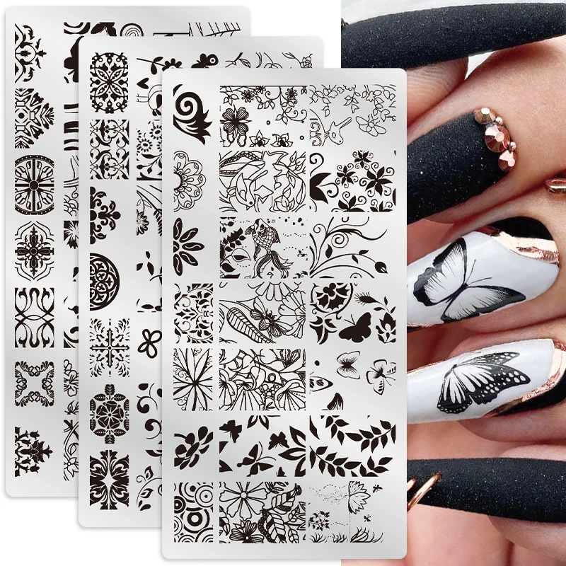 Top Trends: 12*6cm Nail Art Templates Stamping Plate Design Flower Animal Glass Temperature Lace Stamp Templates Plates Image Shoppable Styles