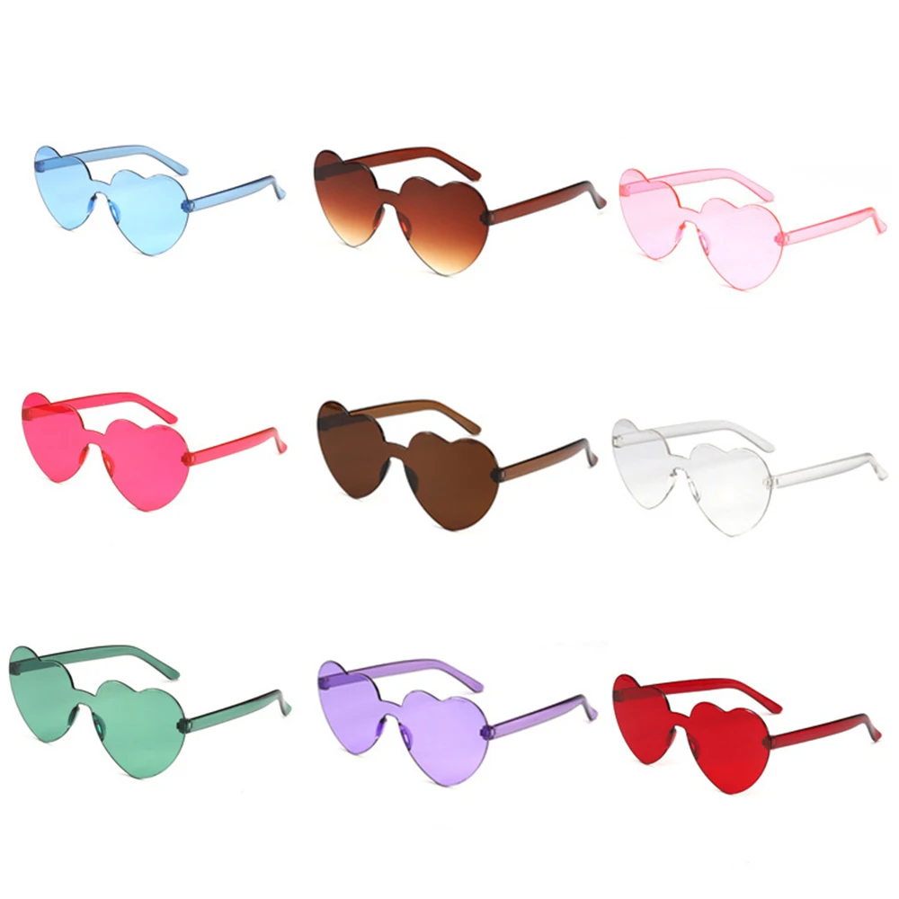 Top Trends: Love Heart Shape Sunglasses Women Rimless Frame Tint Clear Lens Colorful Sun Glasses Female Red Pink Yellow Shades Travel Shoppable Styles