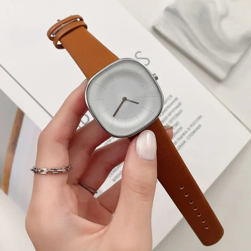 Top Trends: 2022 Simple Square Women Watches Leather Fashion Ladies Wristwatch Big Dial Relogio Feminino Female Quartz Clock Elegant Gift Shoppable Styles