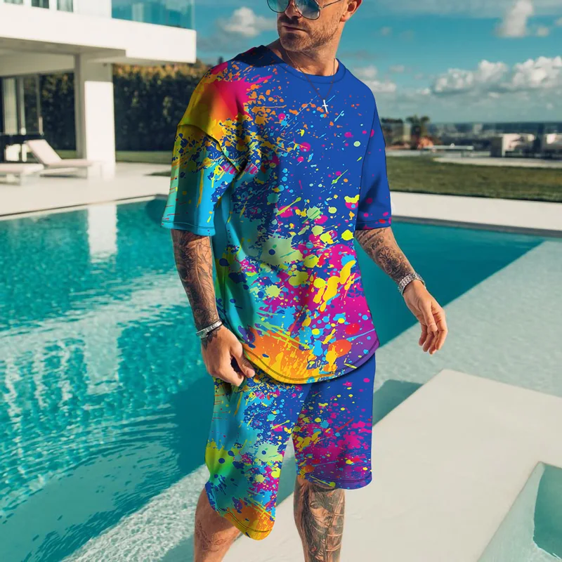 Top Trends: Summer Men Fashion T-shirt 3D Print Oversize Tracksuit Colorful Two Piece Outfit Jogging Sportwear Streetwear Gym Clothes Shoppable Styles