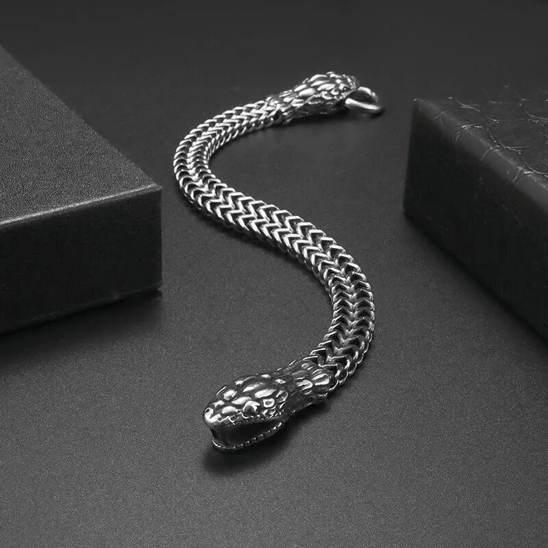 Top Trends: Zodiac Double Headed Snake Bracelet Men Stainless Steel Ring Buckle Bracelet Punk Motorcycle Party Jewelry Accessories Shoppable Styles