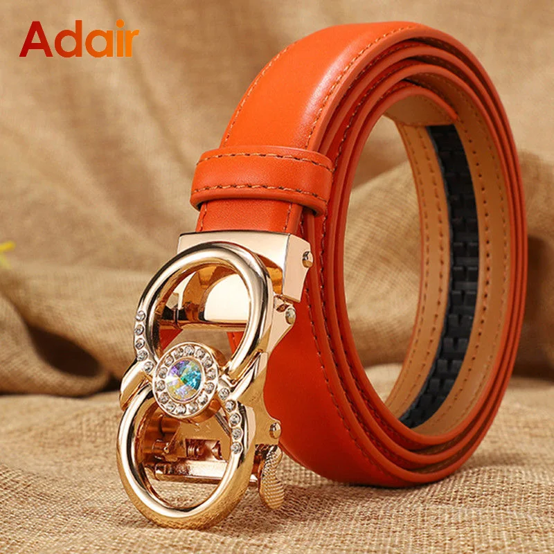 Top Trends: New Female Belt Candy Color Luxury Famous Brand Designer Belts Women High Quality Automatic Buckle Cowhide Leather Dress LB2202 Shoppable Styles