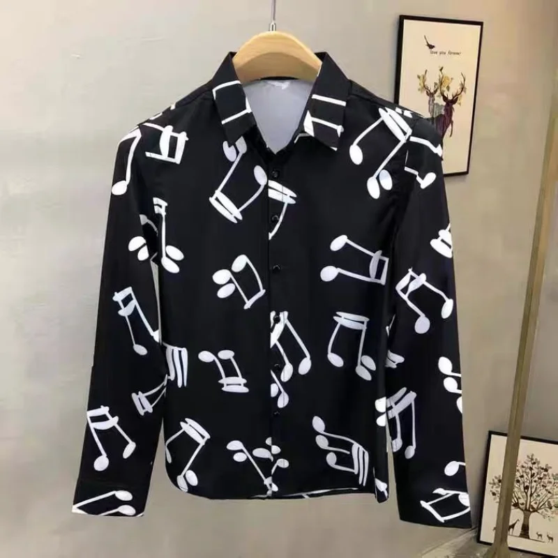 Top Trends: 2023 New Spring And Summer Fashion Minimalist Trend Slim Fitting Business Versatile Casual Printed Long Sleeved Men&#039;s Shirt Shoppable Styles