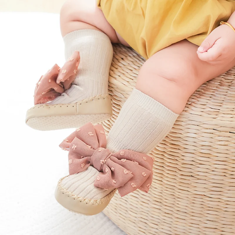 Top Trends: New Spring Autumn Baby Girls Socks Newborn Baby Bowknot Socks Infant Baby Socks Anti Slip Soft Cotton Floor Sock Shoes Shoppable Styles