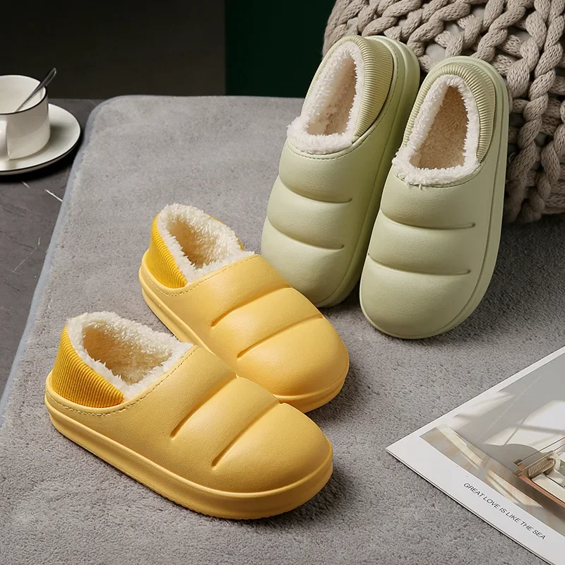 Top Trends: Winter Women Fur Slippers Waterproof Warm Plush Household Slides Indoor Home Thick Sole Footwear Non-Slip Solid Couple Sandals Shoppable Styles