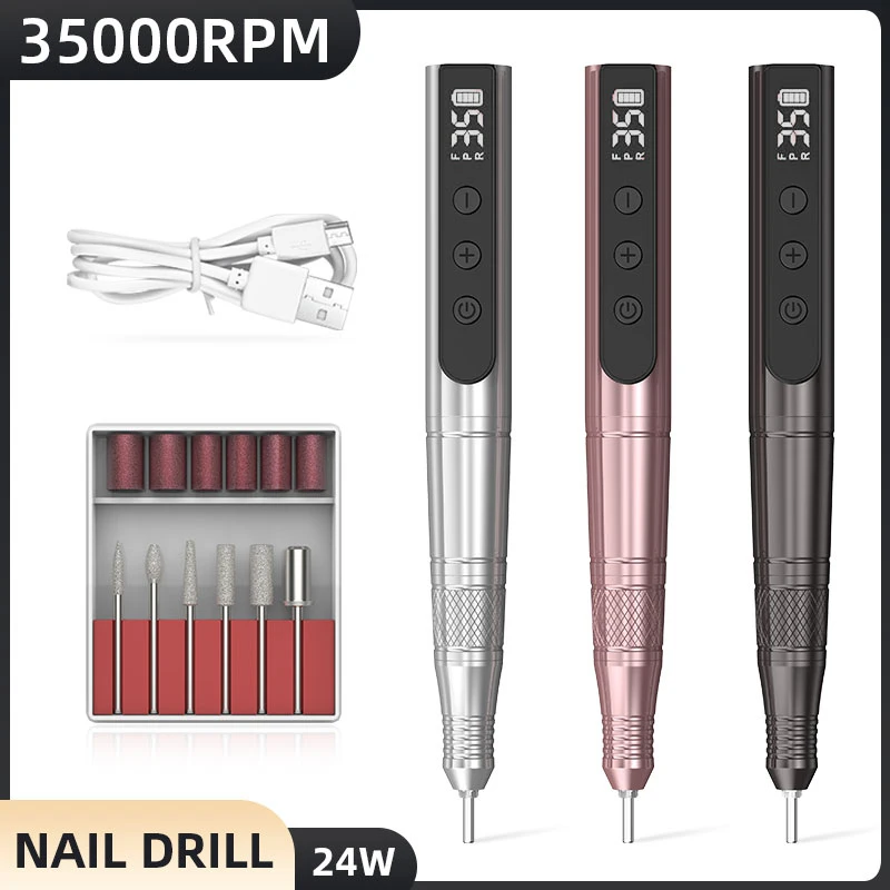 Top Trends: 35000RPM Electric Nail Drill Machine Professional Nail Lathe For Gel Polishing Cordless Drill Home Salon Manicure Equipment Tool Shoppable Styles