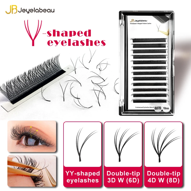 Top Trends: JB Jeyelabeau Natural YY Shape Eyelash Eyelashes Extension Faux Cils Lashes Lash Extensions Supplies Double Tip 6D 8D C / D / CC / L Shoppable Styles