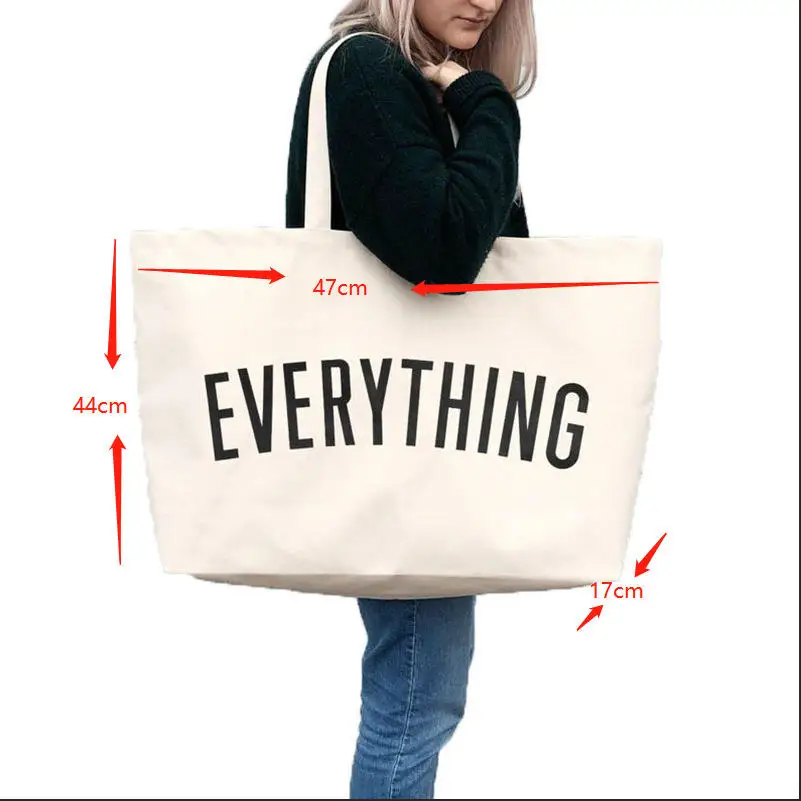 Top Trends: Canvas Tote Bag Extra Large Shopping Beach Totes Bags Reusable Grocery Bag，Printed “Everything ”Shopping Package 28‘ X 8’ X 16‘ Shoppable Styles - Image 4