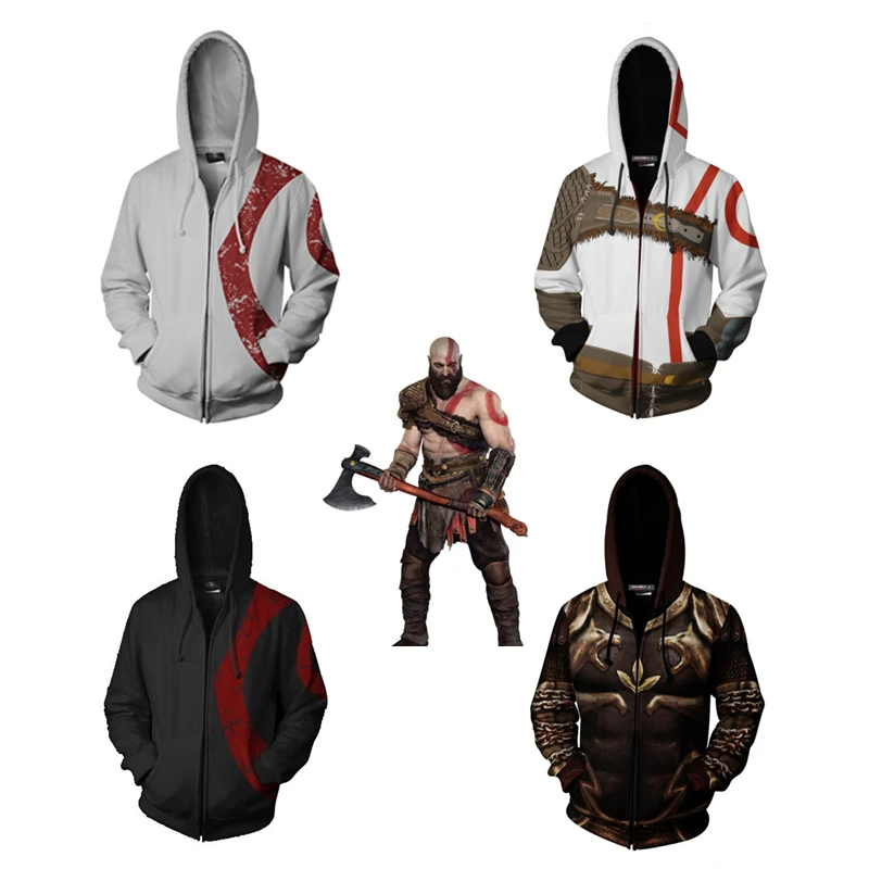 Top Trends: Game God Of War Cosplay Kratos Zipper Hoodie Costume Men And Women Leisure Sports Sweater 3D Printing Shoppable Styles