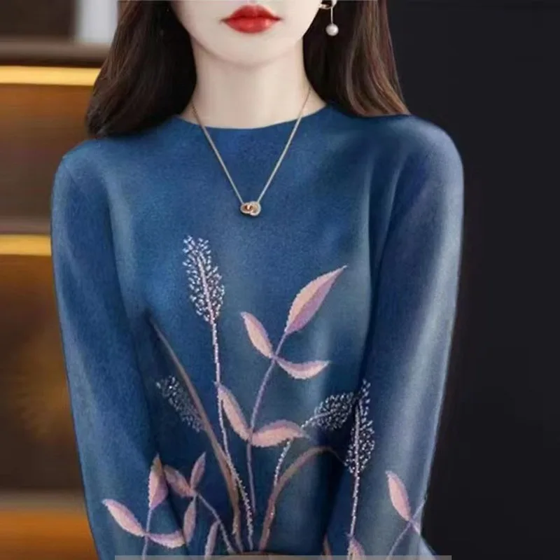 Top Trends: Women's Round Neck Printed Autumn And Winter New Fashionable Commute Solid Color Long Sleeved Loose Pullover T-shirt Bottom Tops Shoppable Styles - Image 3