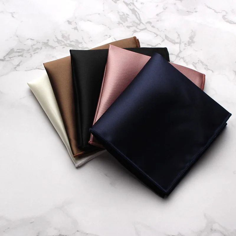 Top Trends: Solid Colors Hankerchief Cotton Men Hanky Silk Pocket Towel Banquet Wedding Accessories Small Square Towel Shoppable Styles