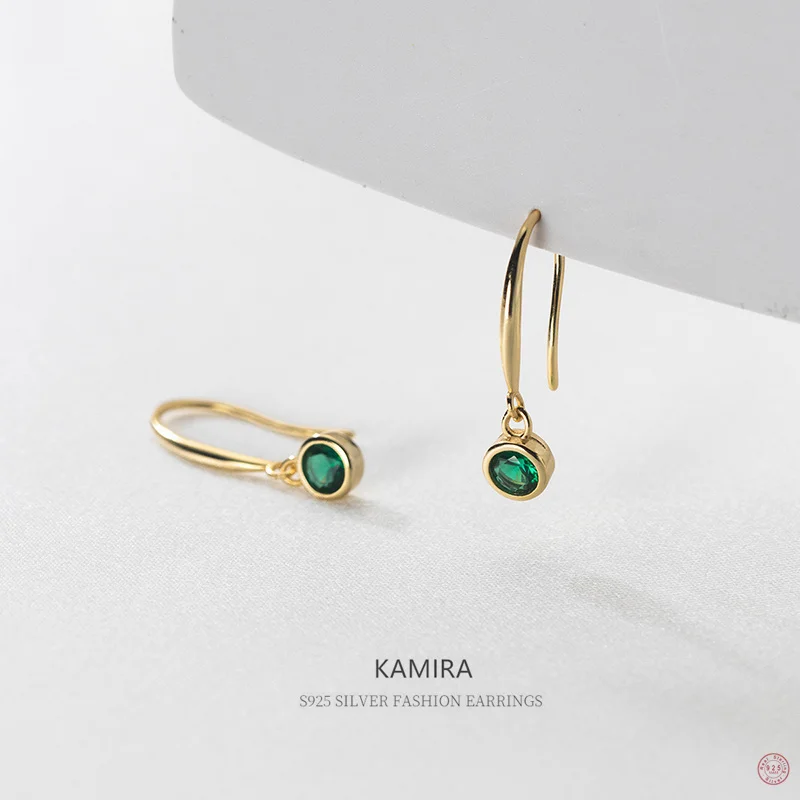 Top Trends: KAMIRA 925 Sterling Silver Classic Luxury Green Zircon Pendant Drop Earrings For Women Statement 18k Gold Exquisite Jewelry 2022 Shoppable Styles