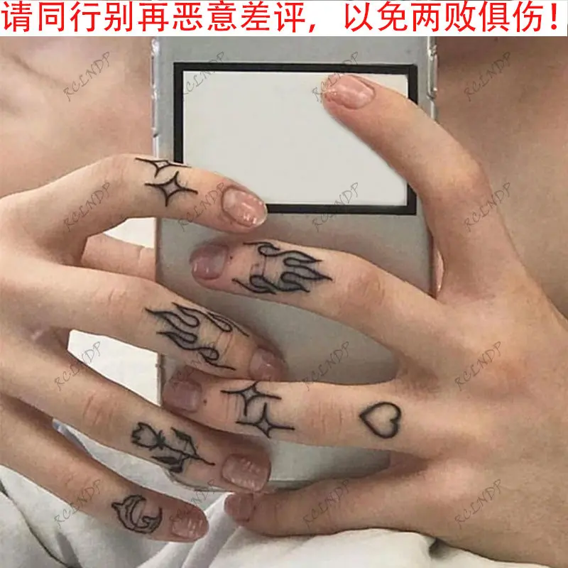 Top Trends: Waterproof Temporary Tattoo Sticker Flame Love Heart Flower Star Selfie Body Art Fake Tatto Flash Tatoo On Finger For Men Women Shoppable Styles