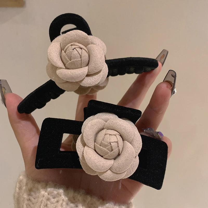 Top Trends: Autumn New Flocking Flower Hairpin Fashion And Elegant Ponytail Clip Women Hair Grips Trend Heawear Ornament ACCESSORI FOR GIRL Shoppable Styles