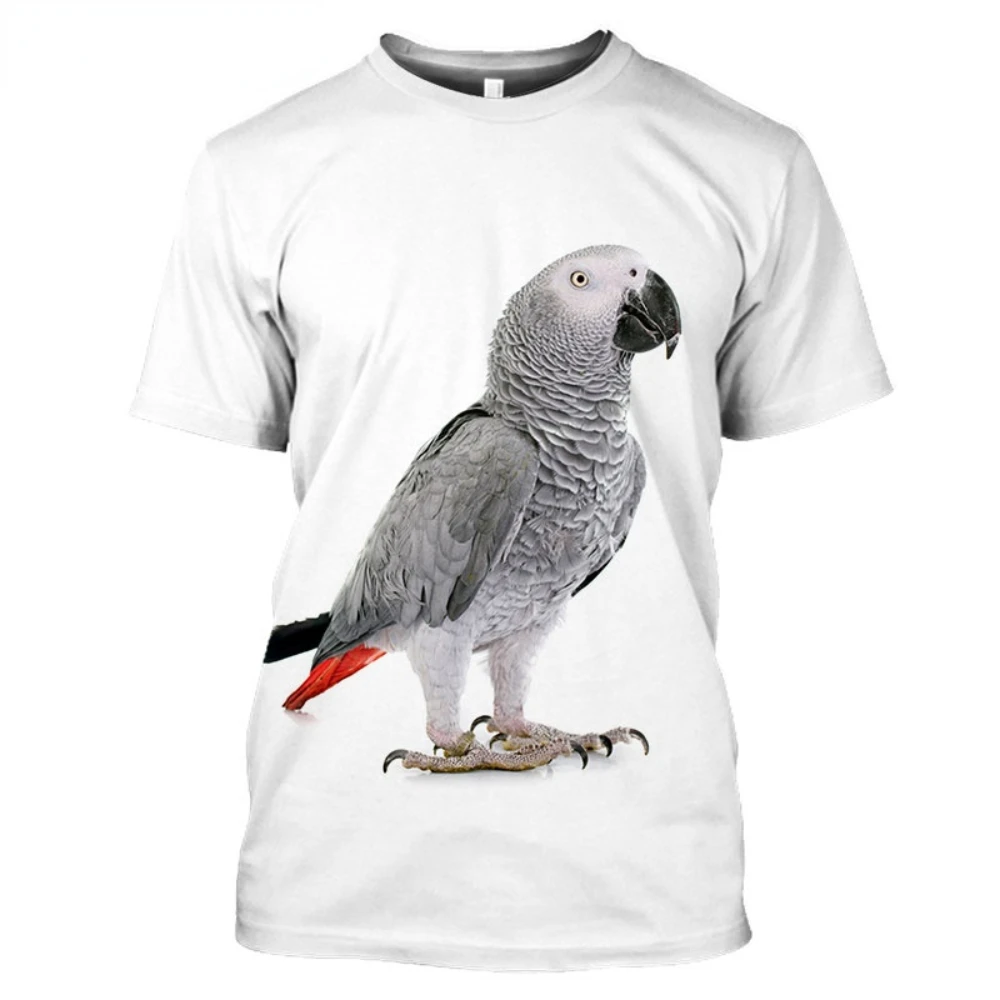 Top Trends: Gray Bird Parrot 3D Print T-shirt O-Neck Hip-Hop Harajuku Streetwear Oversized Fitness Top Shoppable Styles