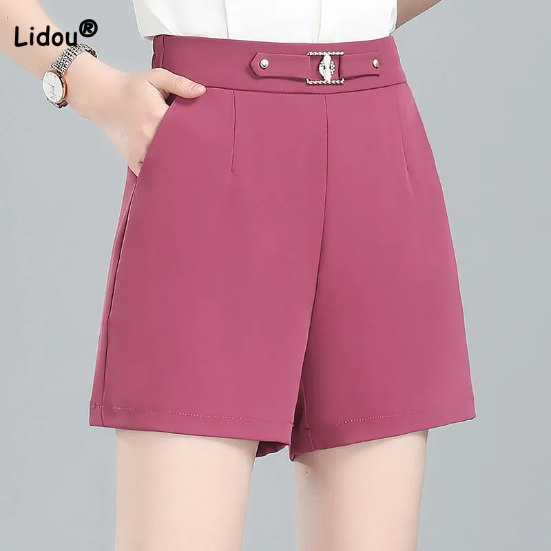 Top Trends: Commute Fashion Solid Chiffon Shorts Women&#039;s Clothing Summer Casual Simplicity Elastic High Waist All-match Wide Leg Shorts Shoppable Styles