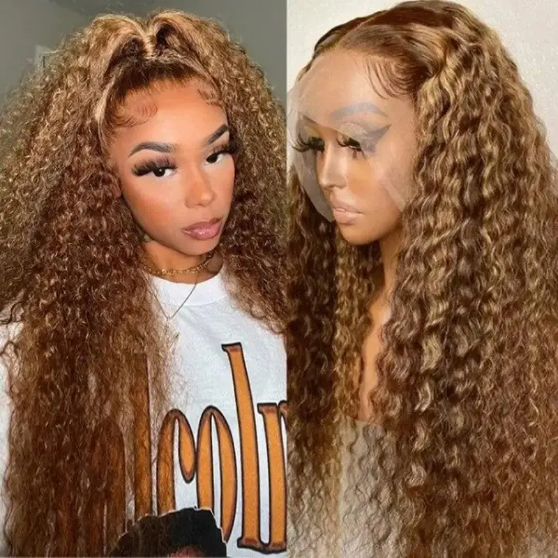 Top Trends: Highlight Wig Human Hair 13X6 Deep Wave Curly Colored Honey Blonde Lace Frontal Human Hair Wigs For Women Ombre Lace Front Wig Shoppable Styles